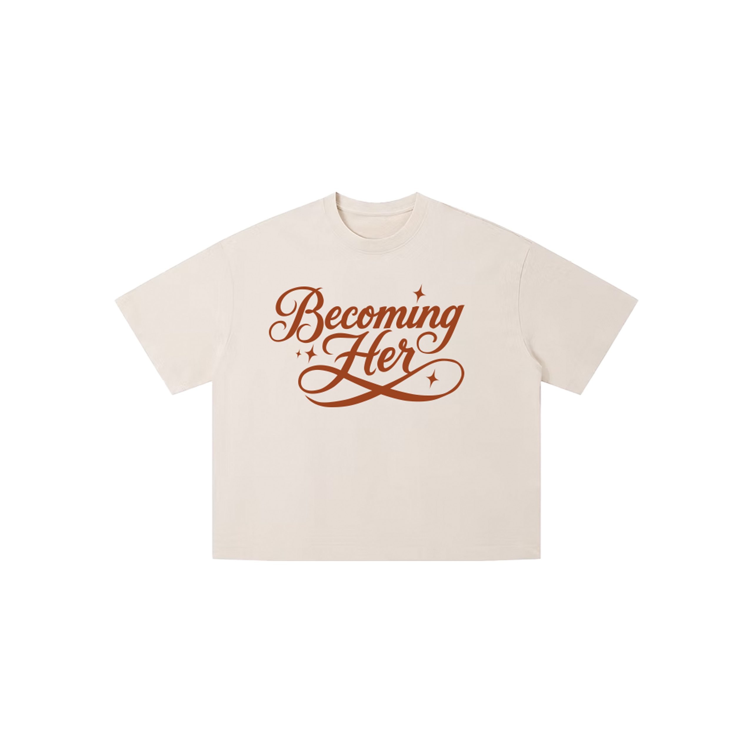 Becoming Her Cream graphic t-shirt front view
