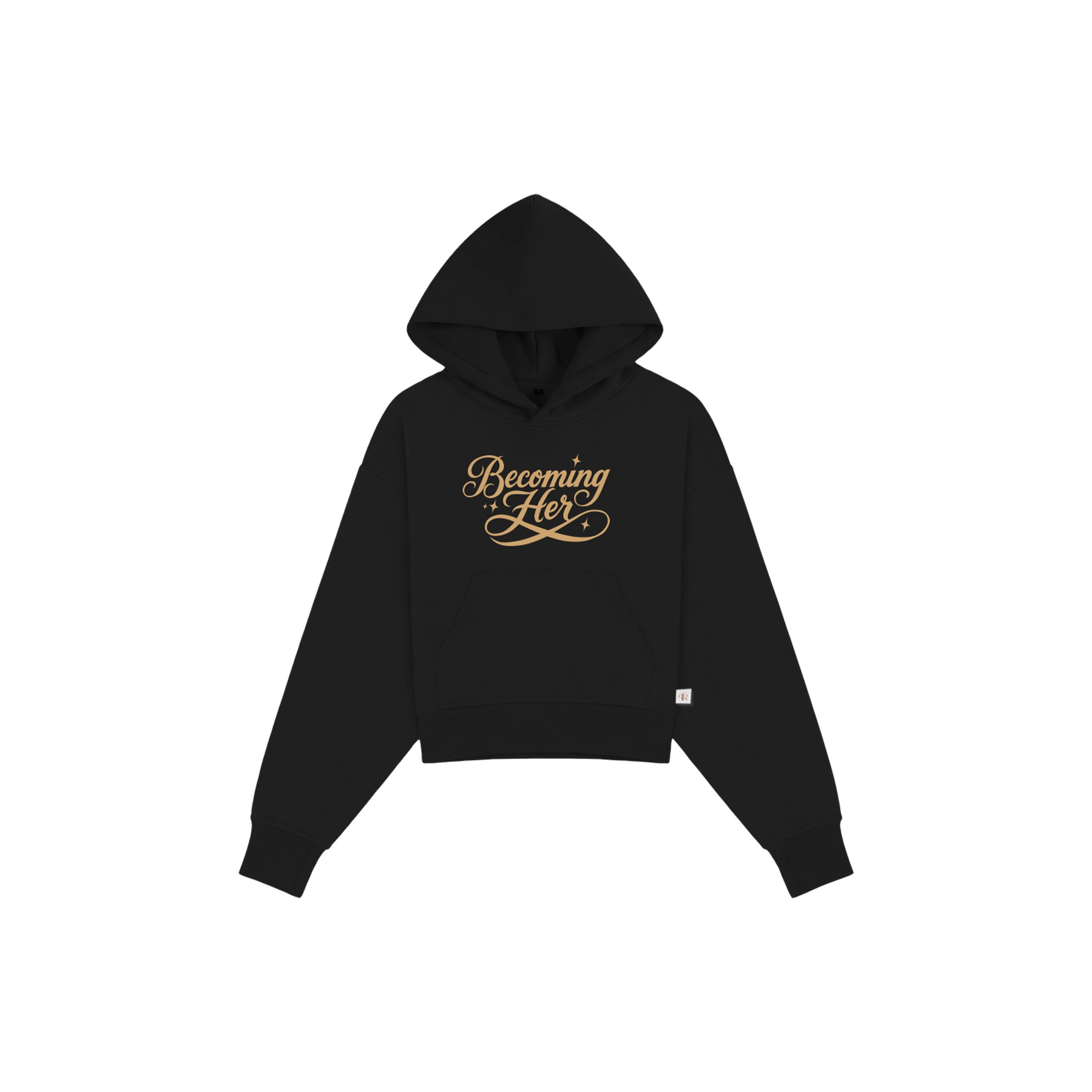 Becoming Her Reclaim Black graphic hoodie front view