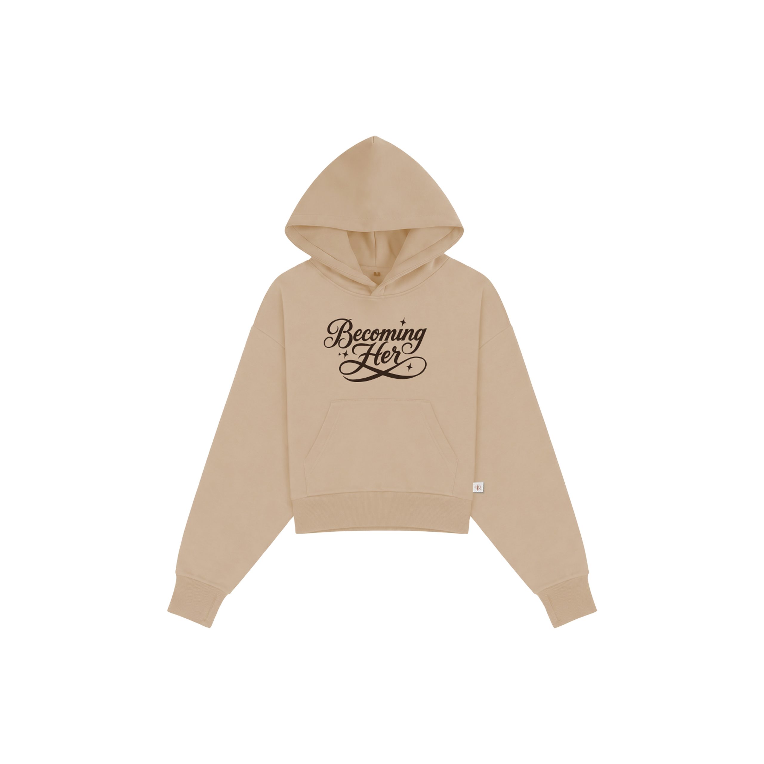 Becoming Her Sand graphic hoodie front view