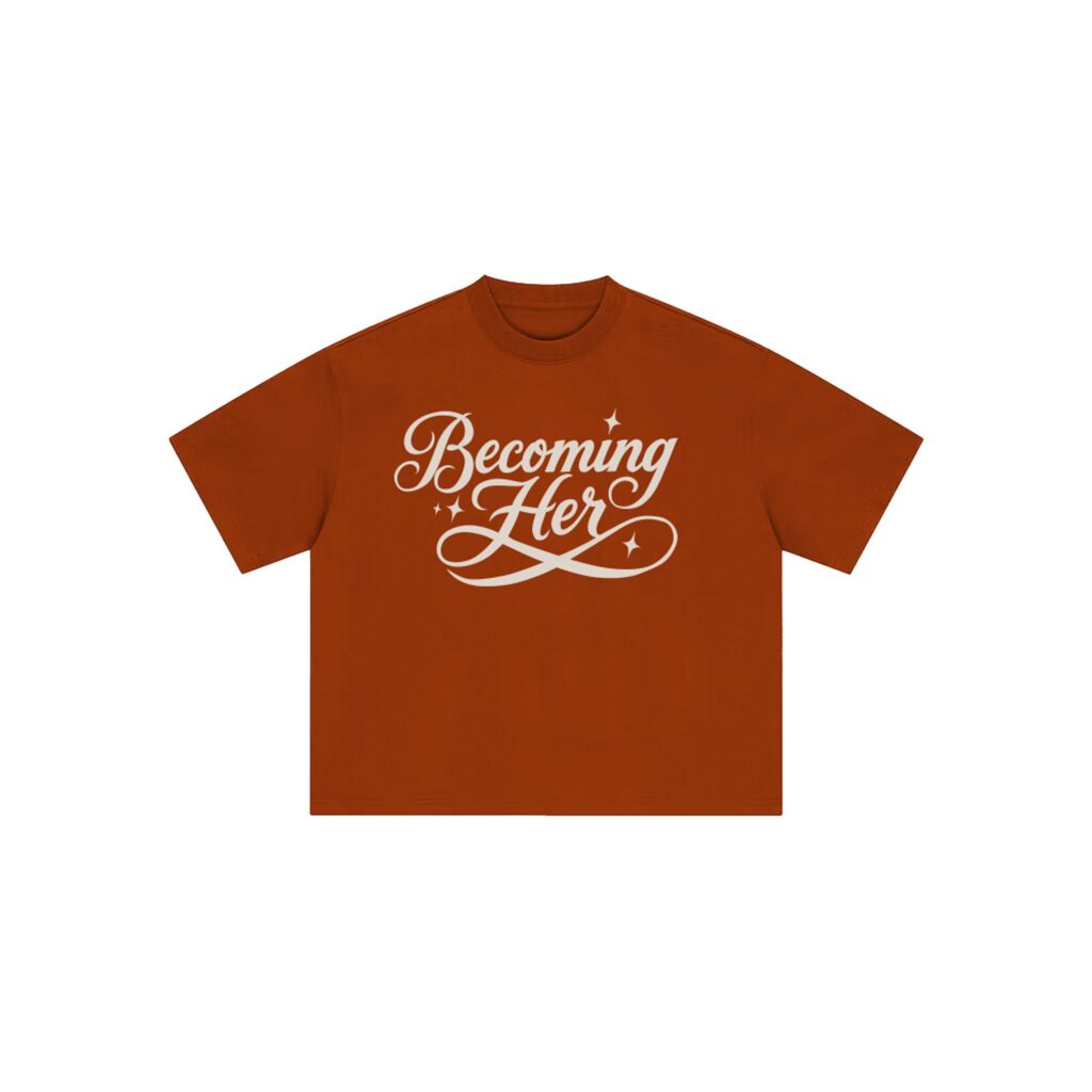 Becoming Her Terracotta graphic t-shirt front view