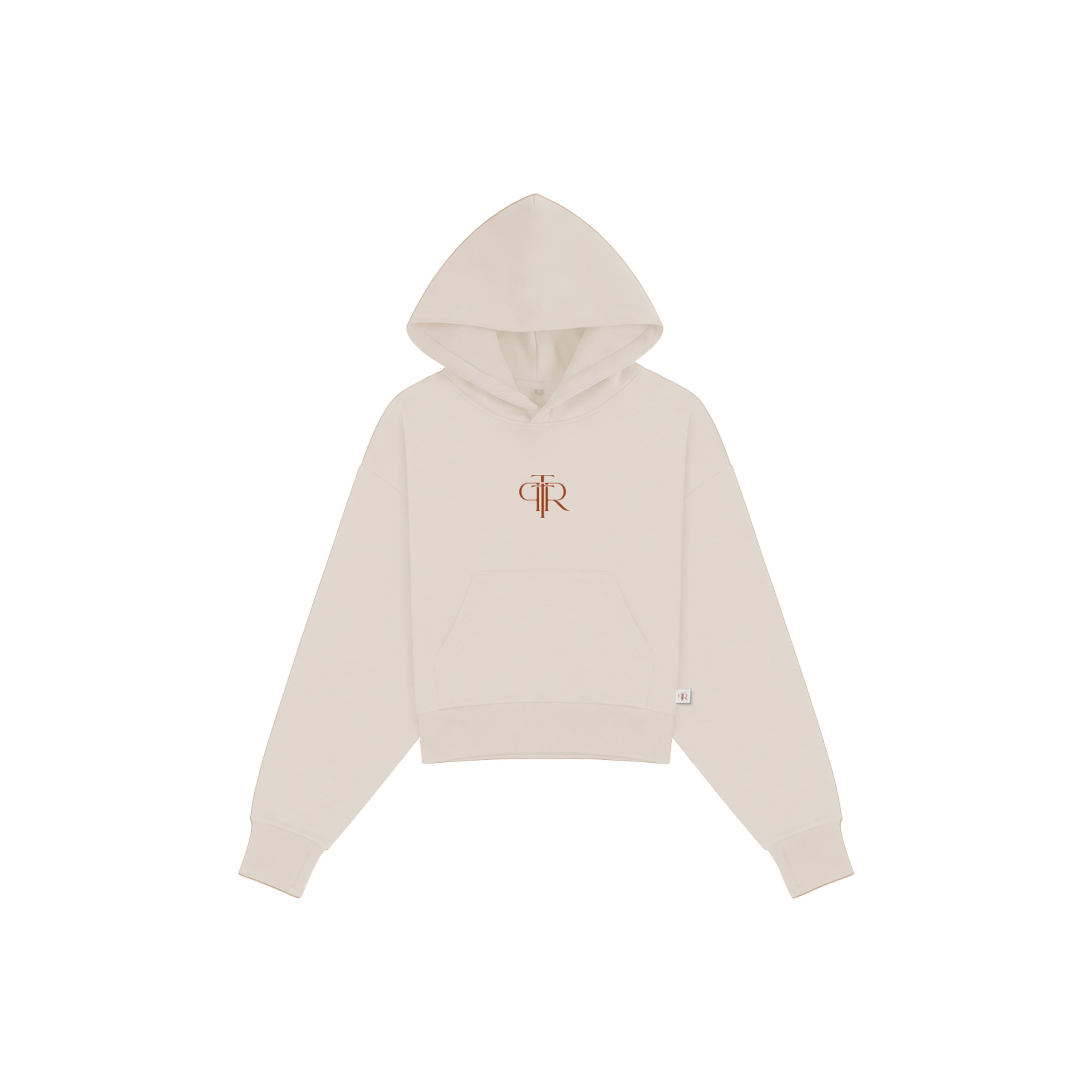 Becoming Required Courage Cream hoodie front with The Power to Reclaim logo
