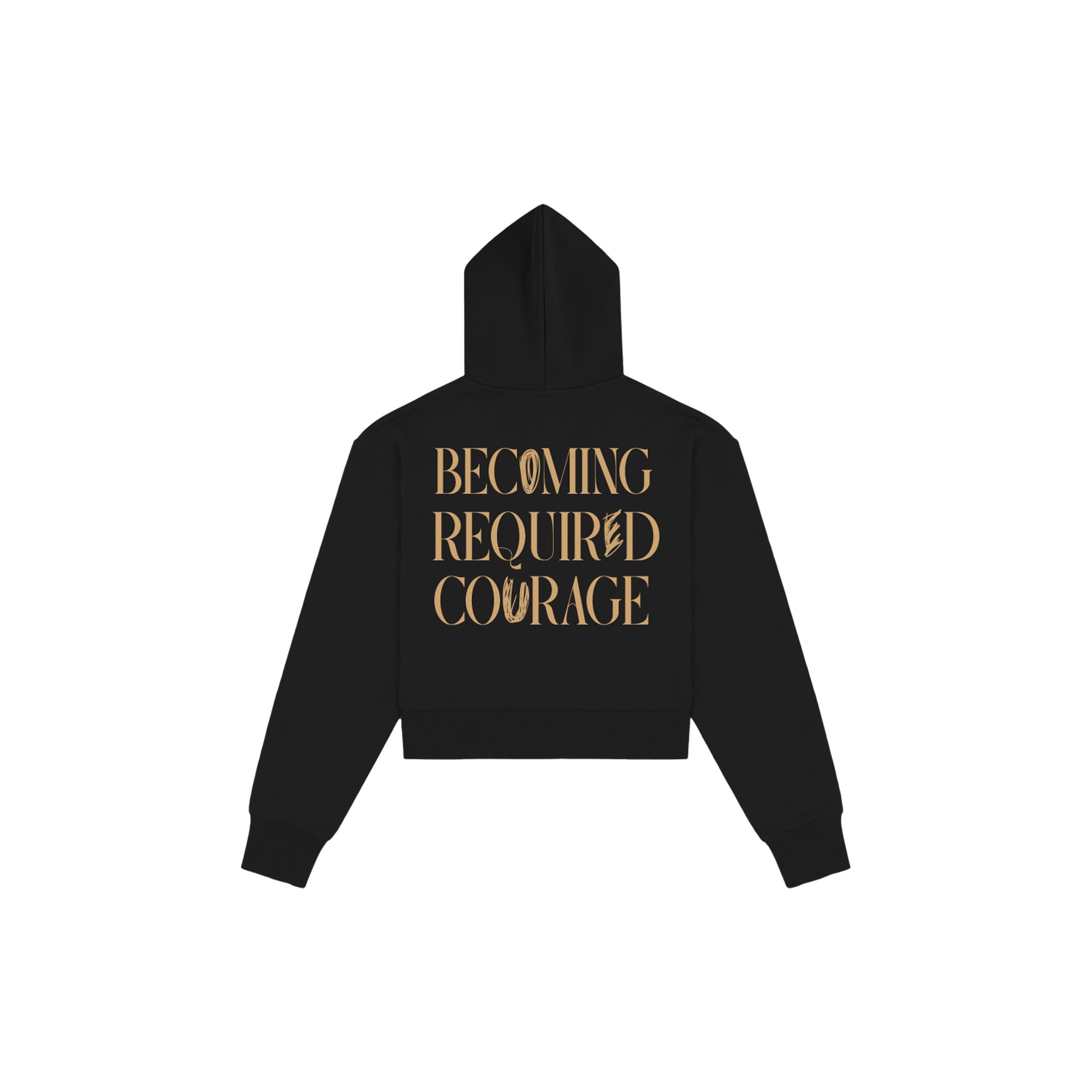 Becoming Required Courage Reclaim Black graphic hoodie back view