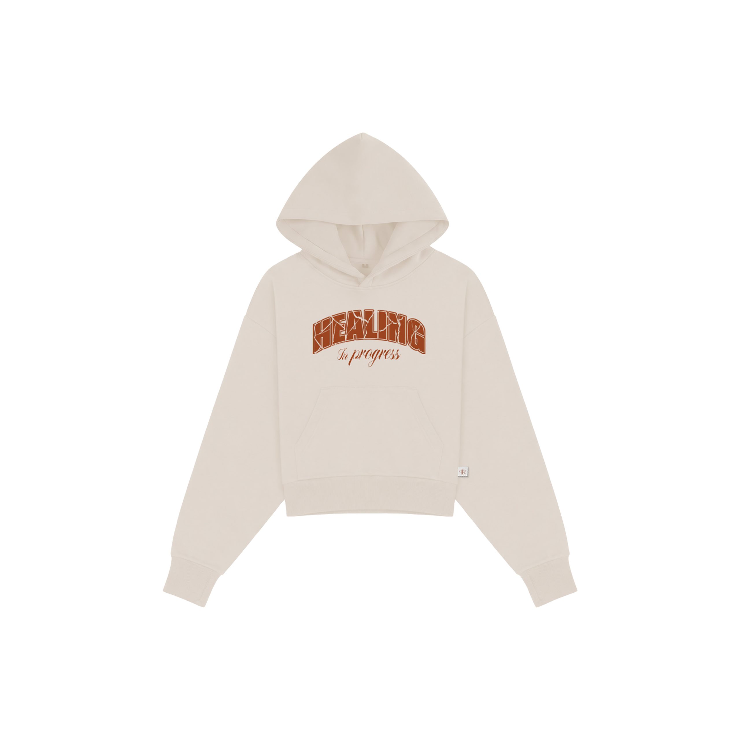 Healing In Progress Cream graphic hoodie front view