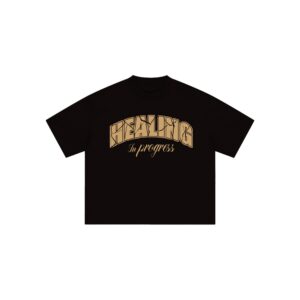 Healing In Progress Reclaim Black graphic t-shirt front view