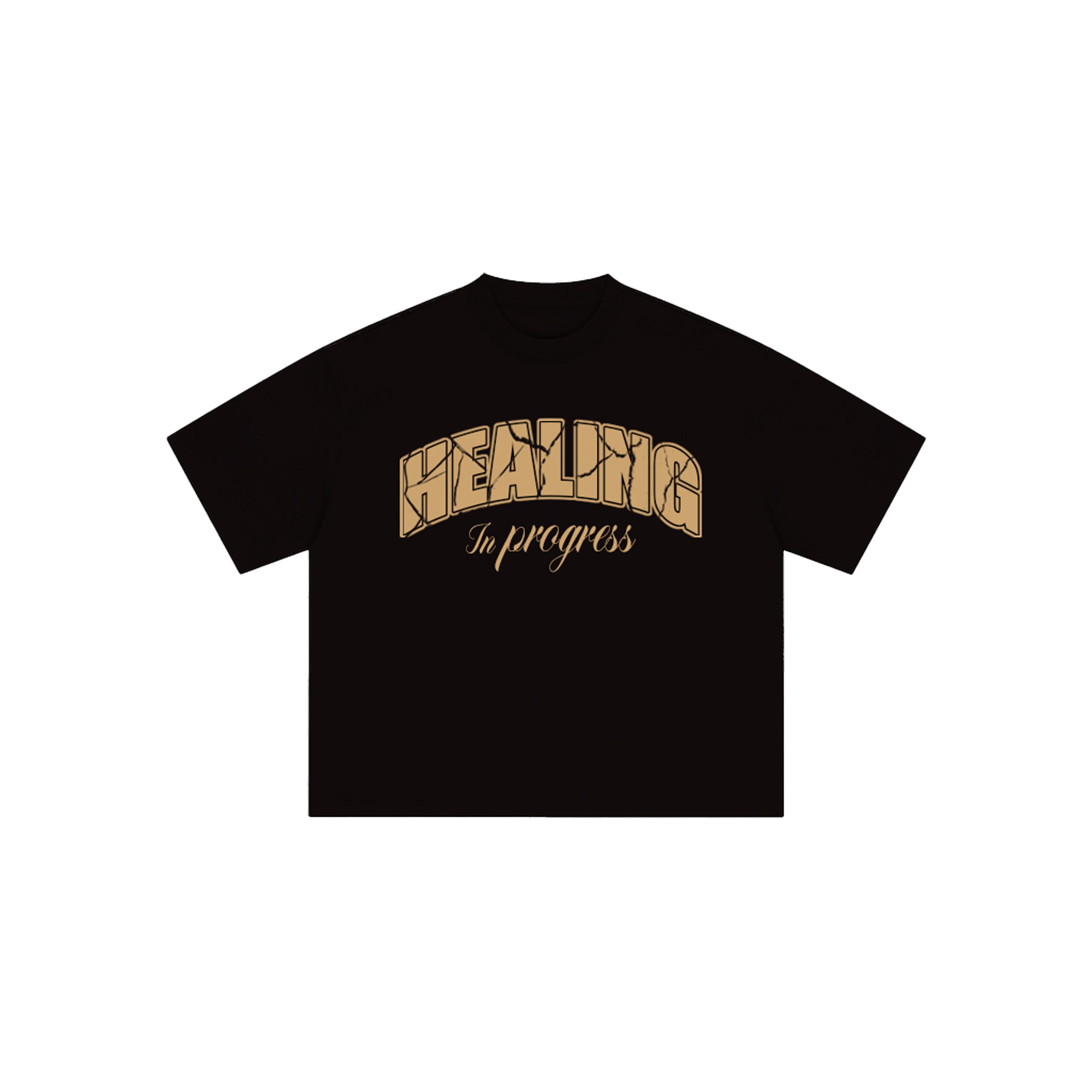 Healing In Progress Reclaim Black graphic t-shirt front view