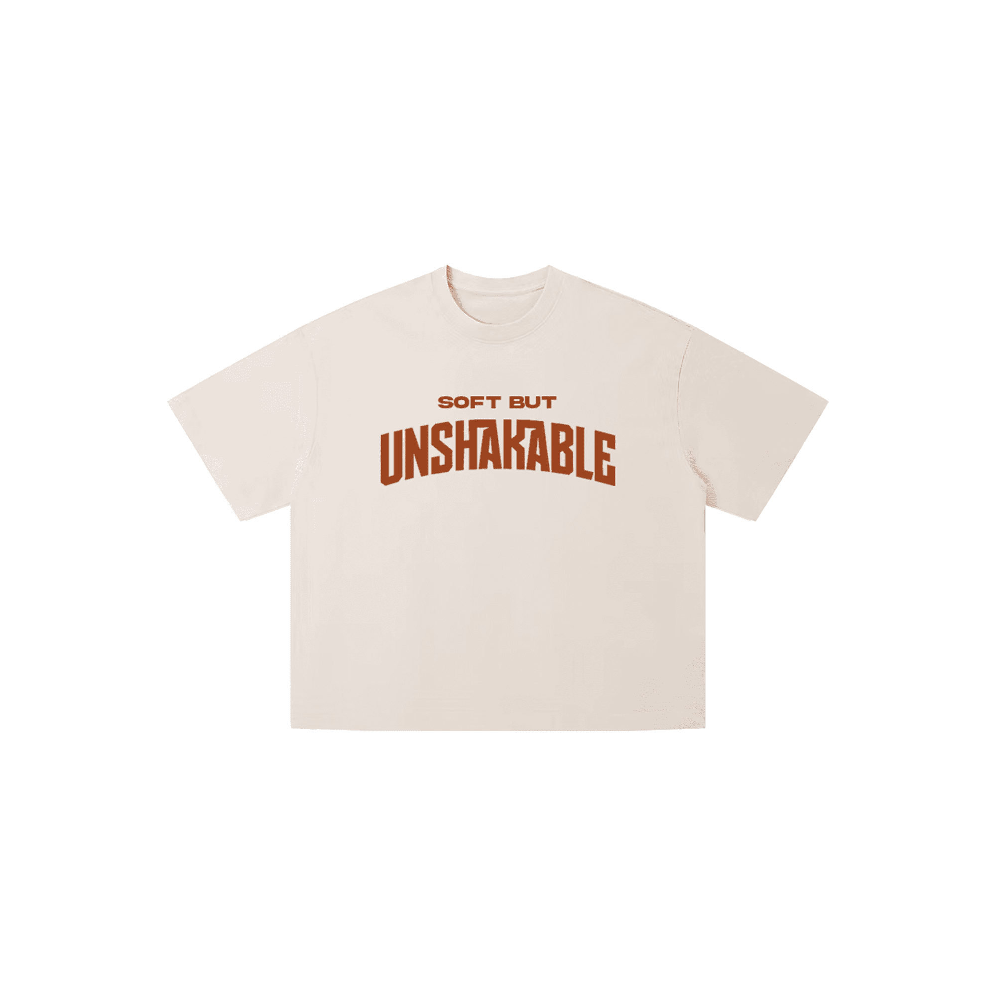 Soft But Unshakable Cream graphic t-shirt front view