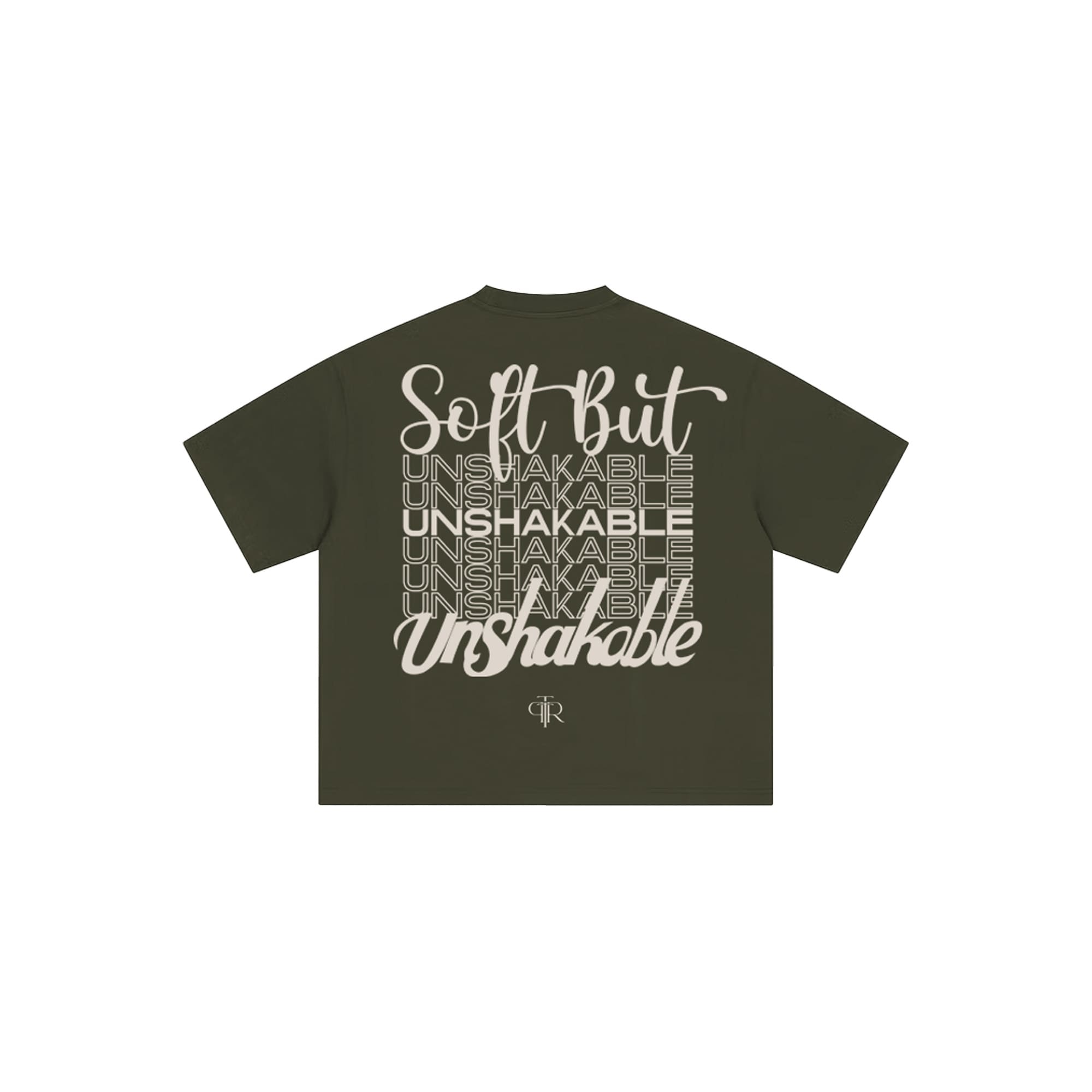 Soft But Unshakable Forest Green t-shirt back graphic design